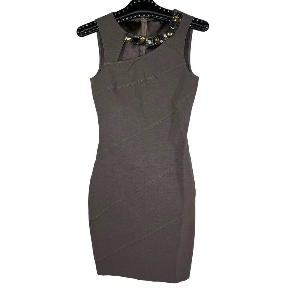 Maria Bianca Nero Jewel Neckline Sleeveless Sheath Dress Small NWOT